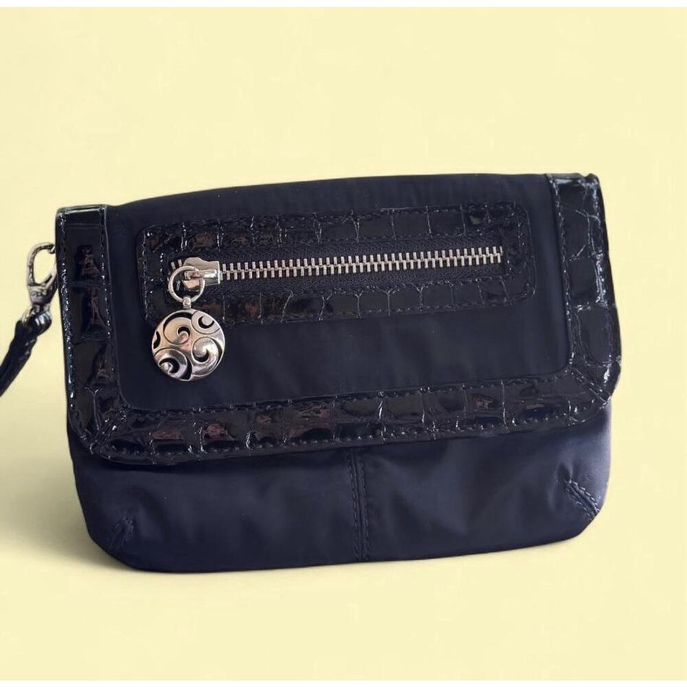🌻 BRIGHTON 🌻 Small Black Nylon Croc Embossed Wristlet Purse